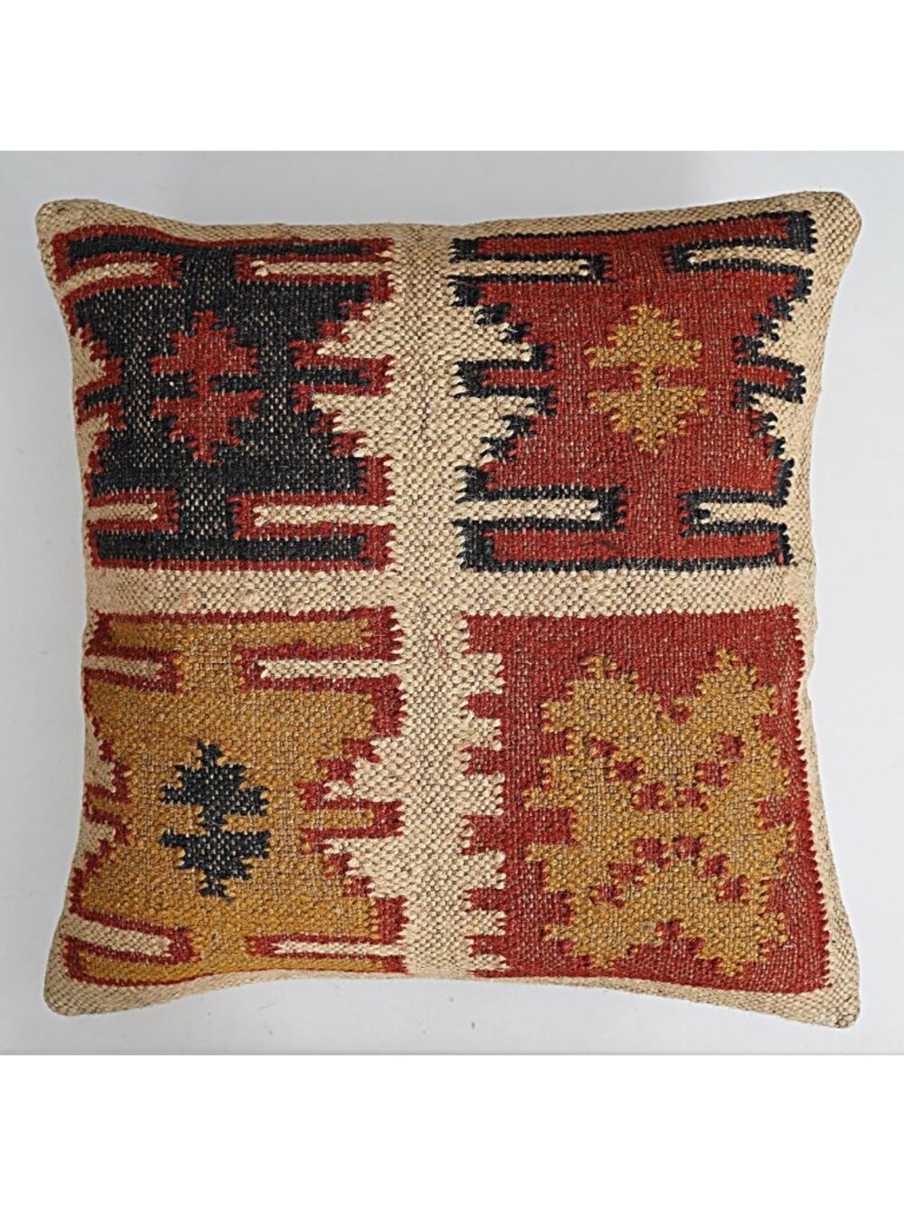 Boho Vintage Kilim Square Pillow Cover 18x18" | Ethnic Decorative Cushion Case